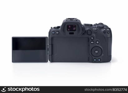 Full Frame Mirrorless Camera on White Background.