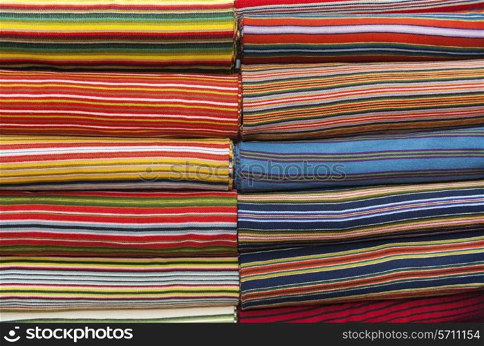 Full frame shot of multicolored fabric bolts