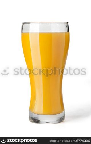 Full glass of orange juice on white background with clipping path