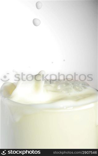 full glass of tasty milk and splashes