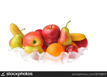 full glass vase of ripe tasty fruit