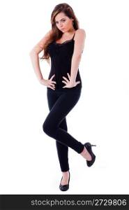Full length of a fitness women looking in the front on a white background
