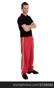 full length of a young fitness men over white background