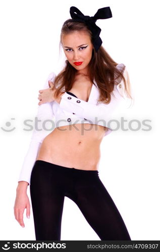 Full length of fashion model, white isolated