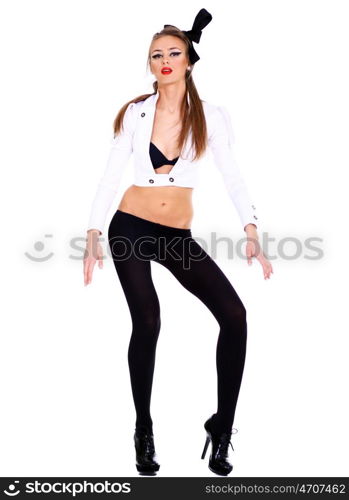 Full length of fashion model, white isolated Full length of fashion model, white isolated