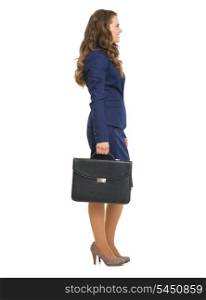 Full length portrait of business woman with briefcase