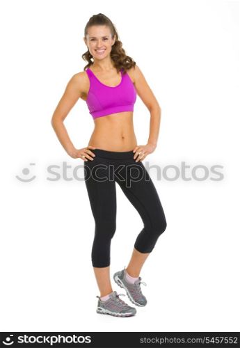 Full length portrait of happy fitness young woman