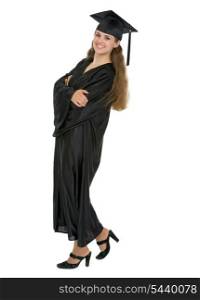 Full length portrait of happy graduation student woman