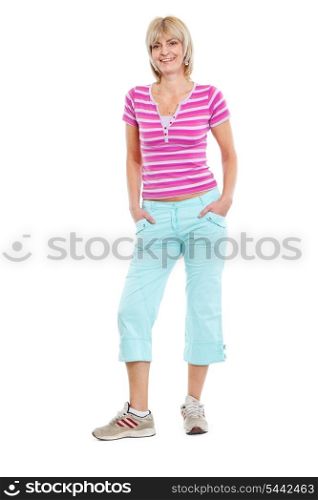 Full length portrait of happy middle age woman