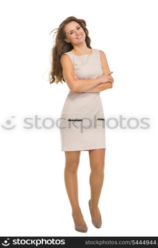 Full length portrait of happy young woman