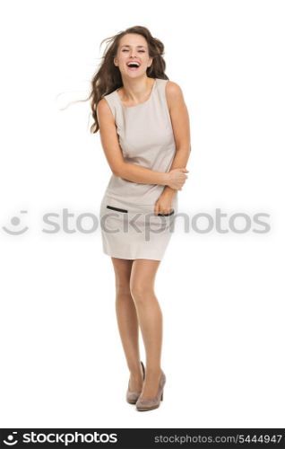 Full length portrait of happy young woman