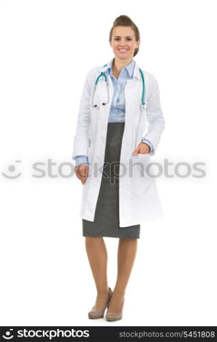 Full length portrait of medical doctor woman