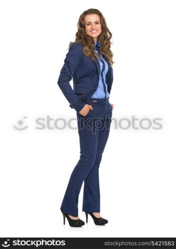 Full length portrait of smiling business woman