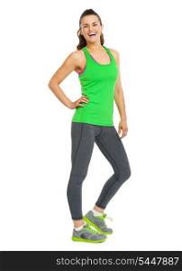 Full length portrait of smiling fitness young woman
