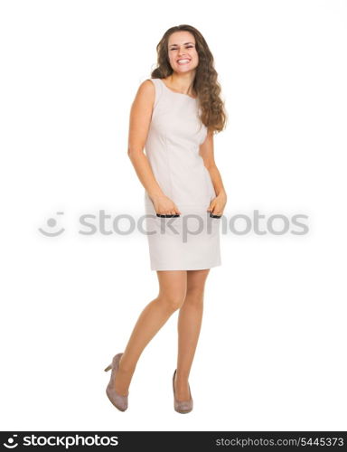 Full length portrait of smiling young woman