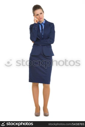 Full length portrait of thoughtful business woman