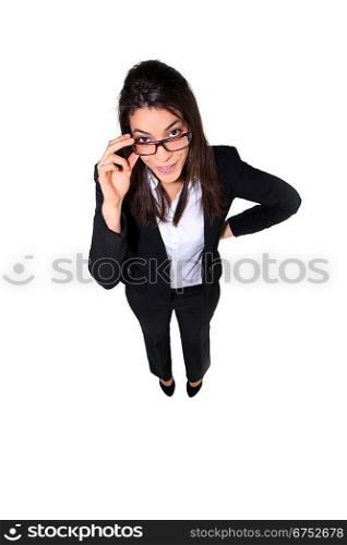 Full length shot of a businesswoman holding her glasses