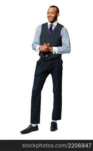 full length studio shot of a african-american businessman Isolated on white background.. full length studio shot of a african-american businessman Isolated on white background