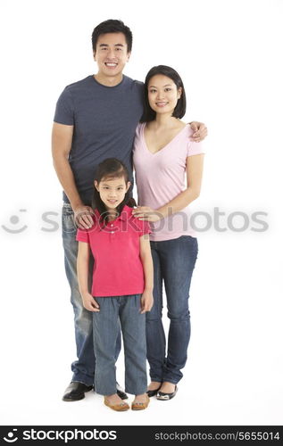 Full Length Studio Shot Of Chinese Family