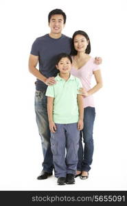 Full Length Studio Shot Of Chinese Family