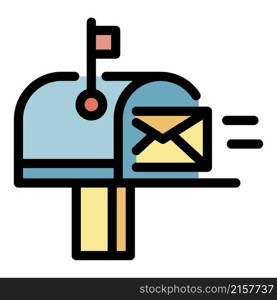 Full mailbox icon. Outline full mailbox vector icon color flat isolated. Full mailbox icon color outline vector