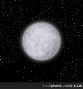 Full moon and stars, vector illustration