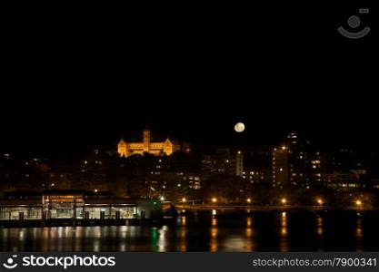Full Moon Over Manly. Full Moon Over the Wharf in Manly and ICMS International College of Management