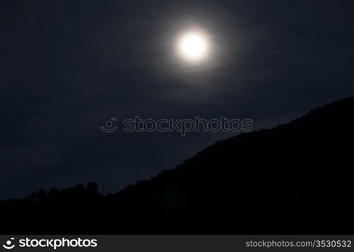 full moon rising over the mountains at Lake Como, Italy