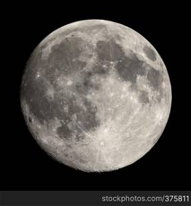 Full moon seen with an astronomical telescope. Full moon seen with telescope