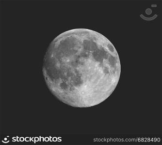 Full moon seen with telescope, faded vintage look. Full moon seen with an astronomical telescope, in black and white, vintage faded look