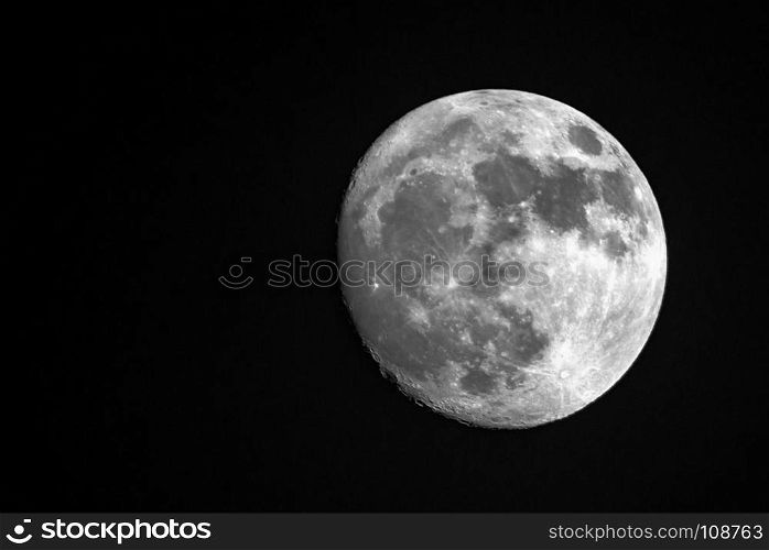full moon view on clear night sky