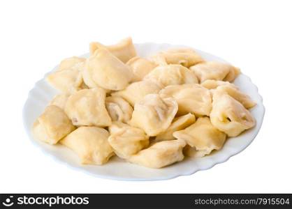 full plate of delicious dumplings isolated