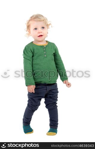 Full portrait of a beautiful baby isolated on a white background
