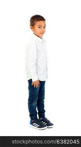 Full portrait of a beautiful child isolated on a white background