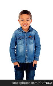 Full portrait of a beautiful child isolated on a white background