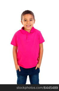 Full portrait of a beautiful child isolated on a white background