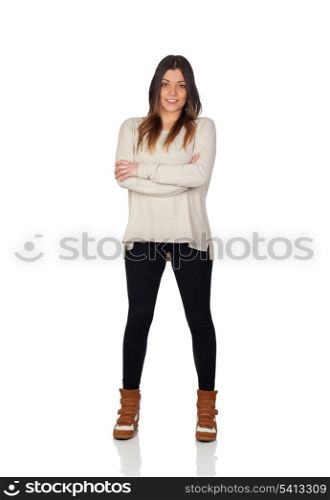 Full portrait of attractive girl isolated on a white background