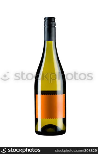 Full sealed bottle of wine with a blank label isolated on wiite background