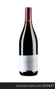 Full sealed bottle of wine with a blank label isolated on wiite background