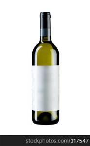 Full sealed bottle of wine with a blank label isolated on wiite background