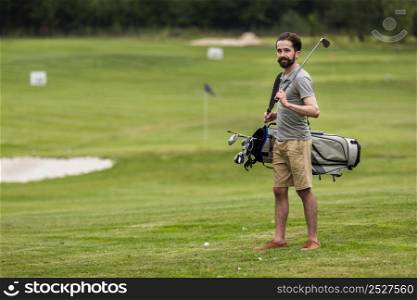 full shot adult man golf course