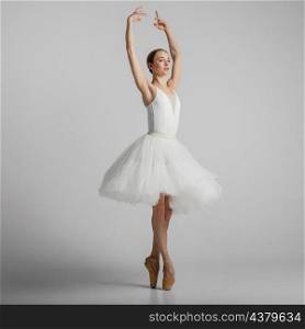 full shot ballerina wearing white dress