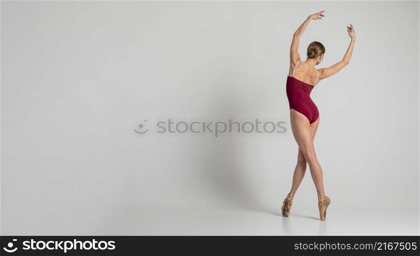 full shot ballerina with copy space