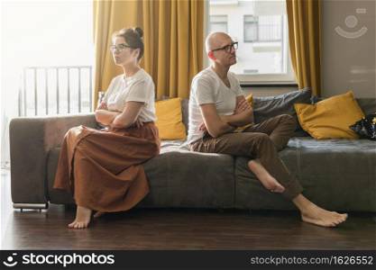 full shot couple couch