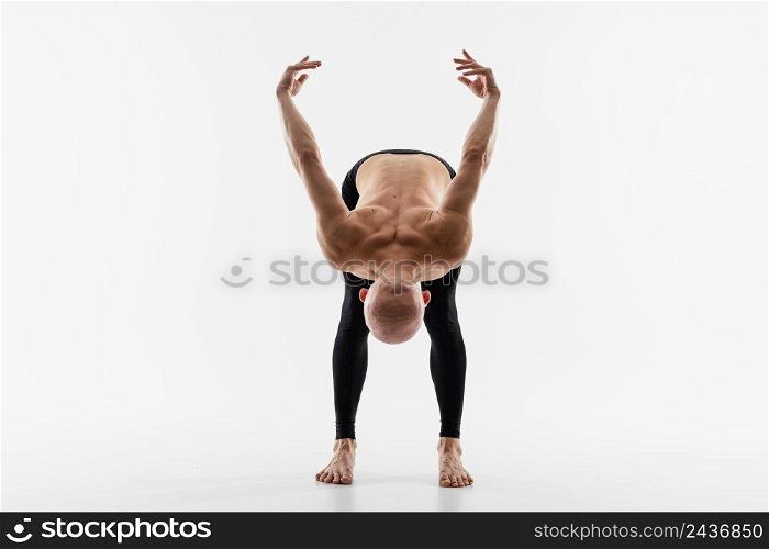 full shot flexible man with white background