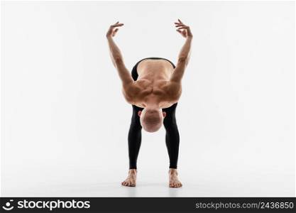 full shot flexible man with white background
