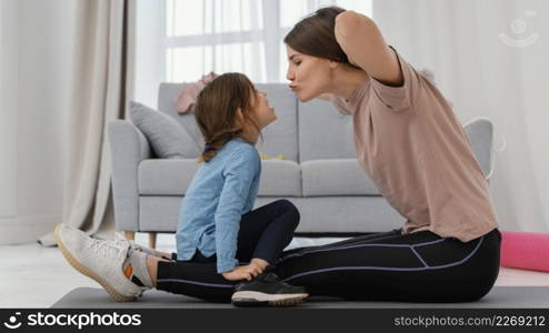 full shot mother training with child