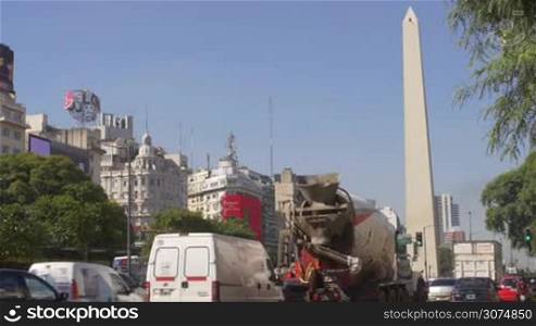 Full shot of Buenos Aires Obelisk in downton