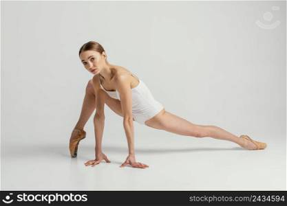 full shot talented woman doing splits