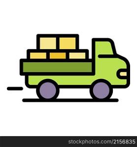 Full truck of parcel icon. Outline full truck of parcel vector icon color flat isolated. Full truck of parcel icon color outline vector